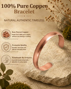 MagEnergy Copper Bracelet for Women Men-Tibetan Handmade-100% Pure Copper