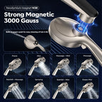 Rain Shower Head with Handheld High Pressure rainfall Shower Heads with Handheld Spray Combo Adjustable one-piece stand daul shower head Built-in Magnetic Docking and Power Jets-Nickel