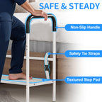 Josmimic Bed Step Stool for Adults, Bedside Steps for Elderly Seniors with Non-Slip Handle & LED Light, Stable Assist Rail for High Beds