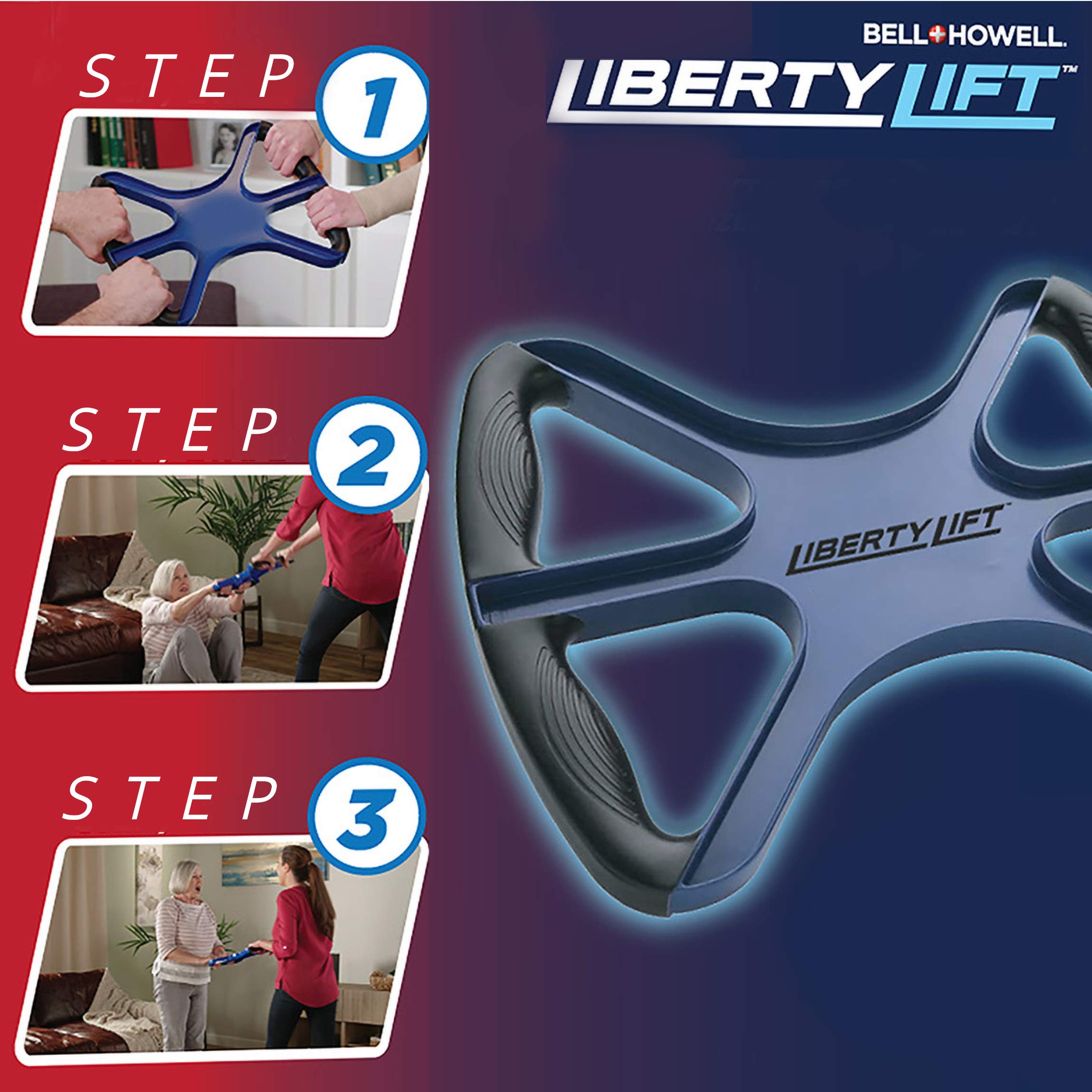 Liberty Lift 15" Standing Aid and Handicap Bar with No-Slip Grip Handles 400 Lbs Weight Capacity, Portable Mobility Medical Support for Elderly Senior Patients As Seen On TV