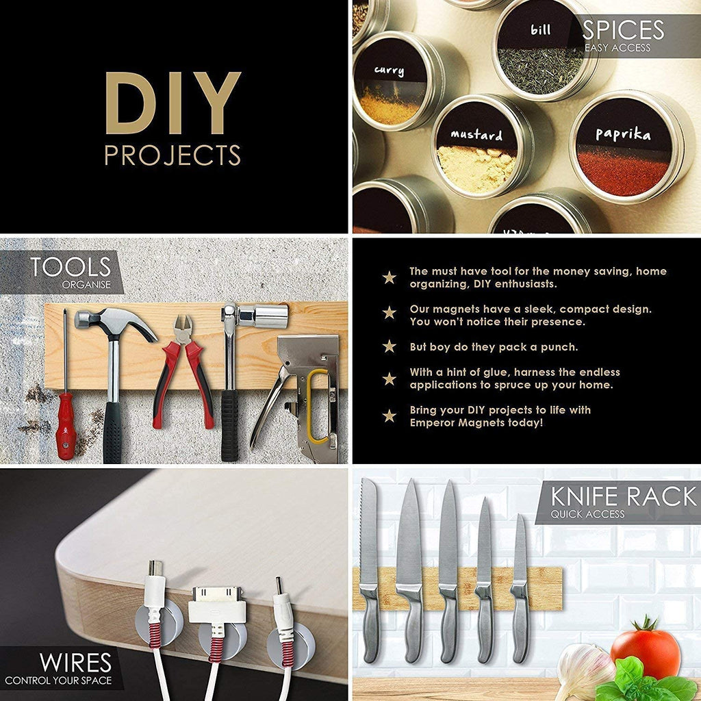 DIYMAG 60Pcs Small Refrigerator Magnets, 5 Sizes Rare Earth Disc Magnets