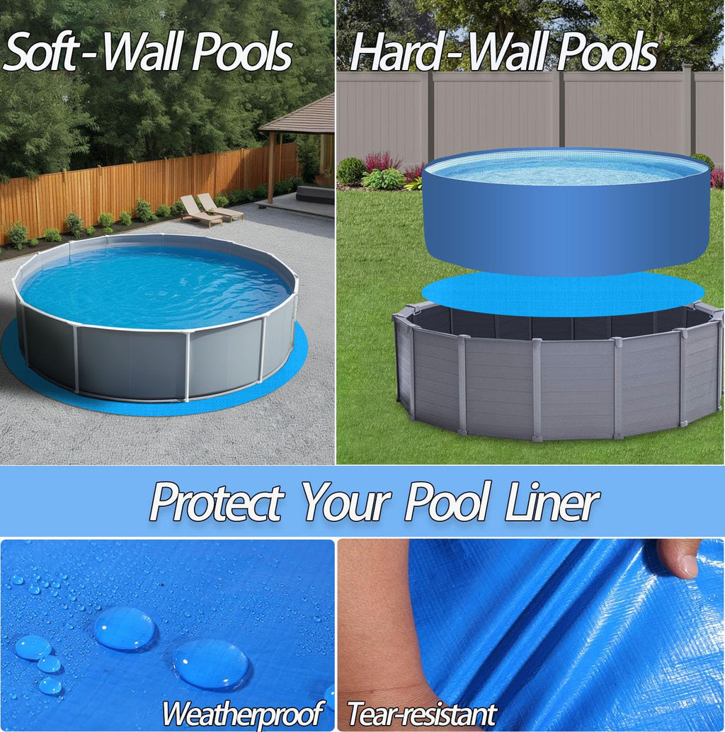 18 FT Round Above Ground Pool Liner Pad, Heavy Duty Outdoor Pool Mat Underlayment for 18' Round Pools, Prevents Punctures Pool Ground Cloth Protector Tarp (18 FT)