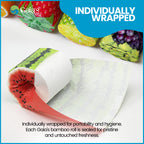 Gaias Premium and Soft Fruit TP Organic Bamboo Toilet Paper | 12 Mega Rolls, 3 Ply, 370 Sheets | FSC Certified, PFAS & BPA Free, Eco-Friendly, Sustainable Tissue - Plastic Free, Septic Safe, Vegan