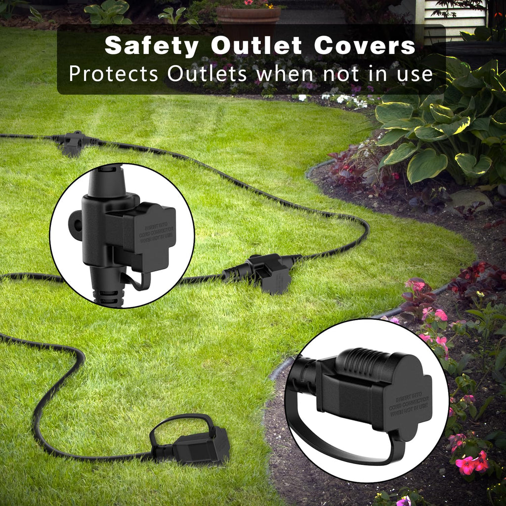 K KASONIC Outdoor Extension Cord 50 FT, Evenly Spaced 6 Outlets, Black