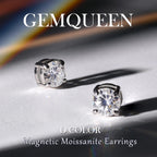 GEMQUEEN Moissanite Magnetic Earrings for Women Men Hypoallergenic 1CT