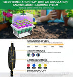 MYMULIKE Seed Starter Tray with Grow Light,5 Pack 60 Cells Seedling Tray Kit Reusable & Dishwasher Safe for Starting Vegetable, Flower & Herb Seeds Indoor Grow Kit for Deep-Rooted Seedlings