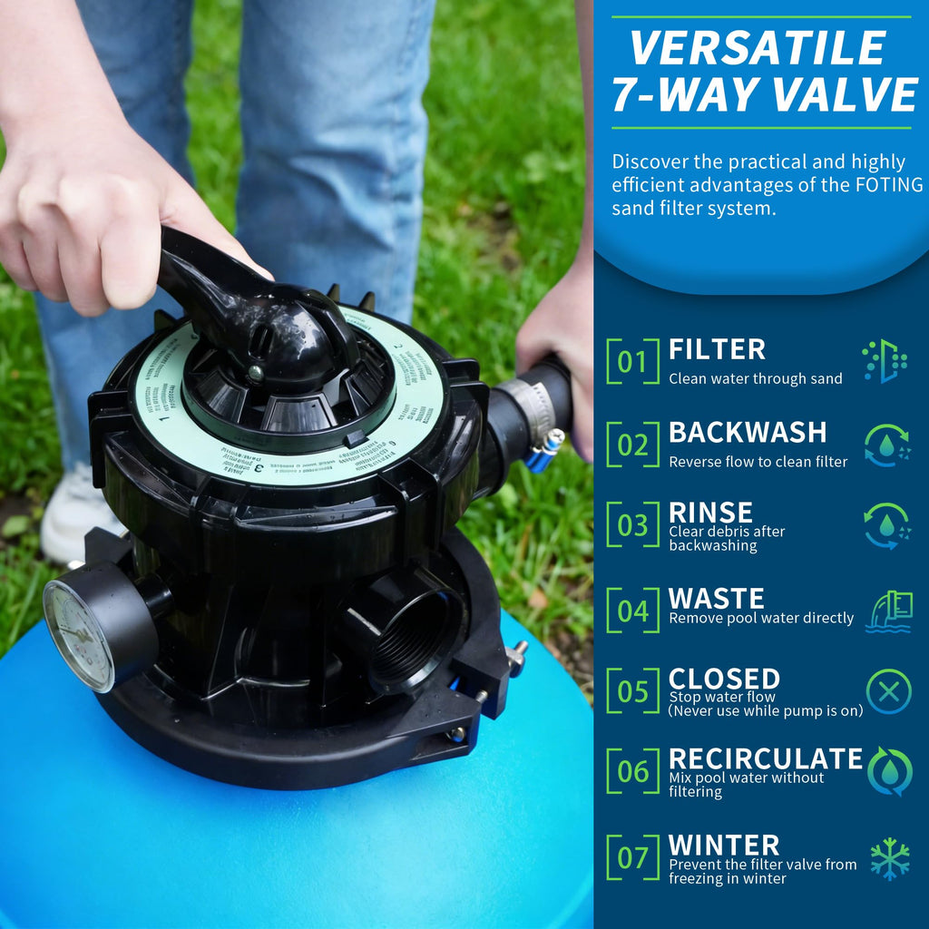 FOTING 13in Sand Filter Pump for Above Ground Pool, 1HP 3800GPH Pool ...