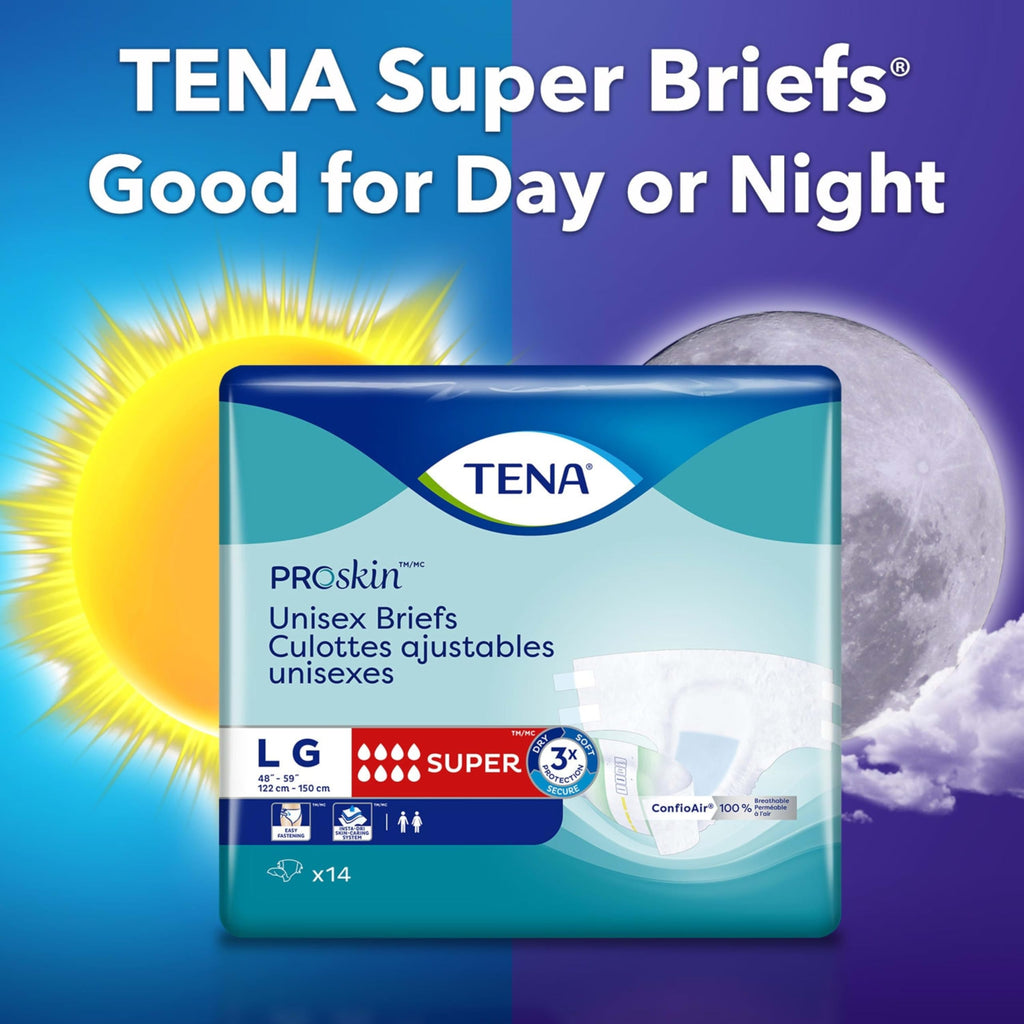 TENA ProSkin Unisex Adult Diapers with Tabs, Maximum Absorbency, Medium, 56 ct
