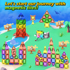 Mini Magnetic Tiles Travel Toddler Toys with Metal Tin Portable STEM Building Kids Toys for 3 4 5 6 7 8+ Years Old Boys & Girls & Birthday Gifts