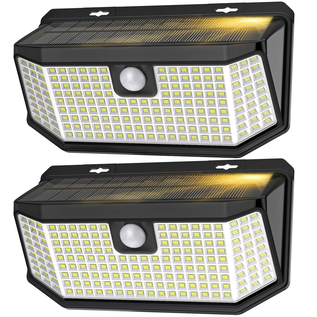 Aootek Solar Lights Outdoor 182 LEDs 2500Lm Solar Motion Sensor Lights IP65 Waterpro of with Wide Anglefor Patio Garden Garage Yard Front Door(2pack)