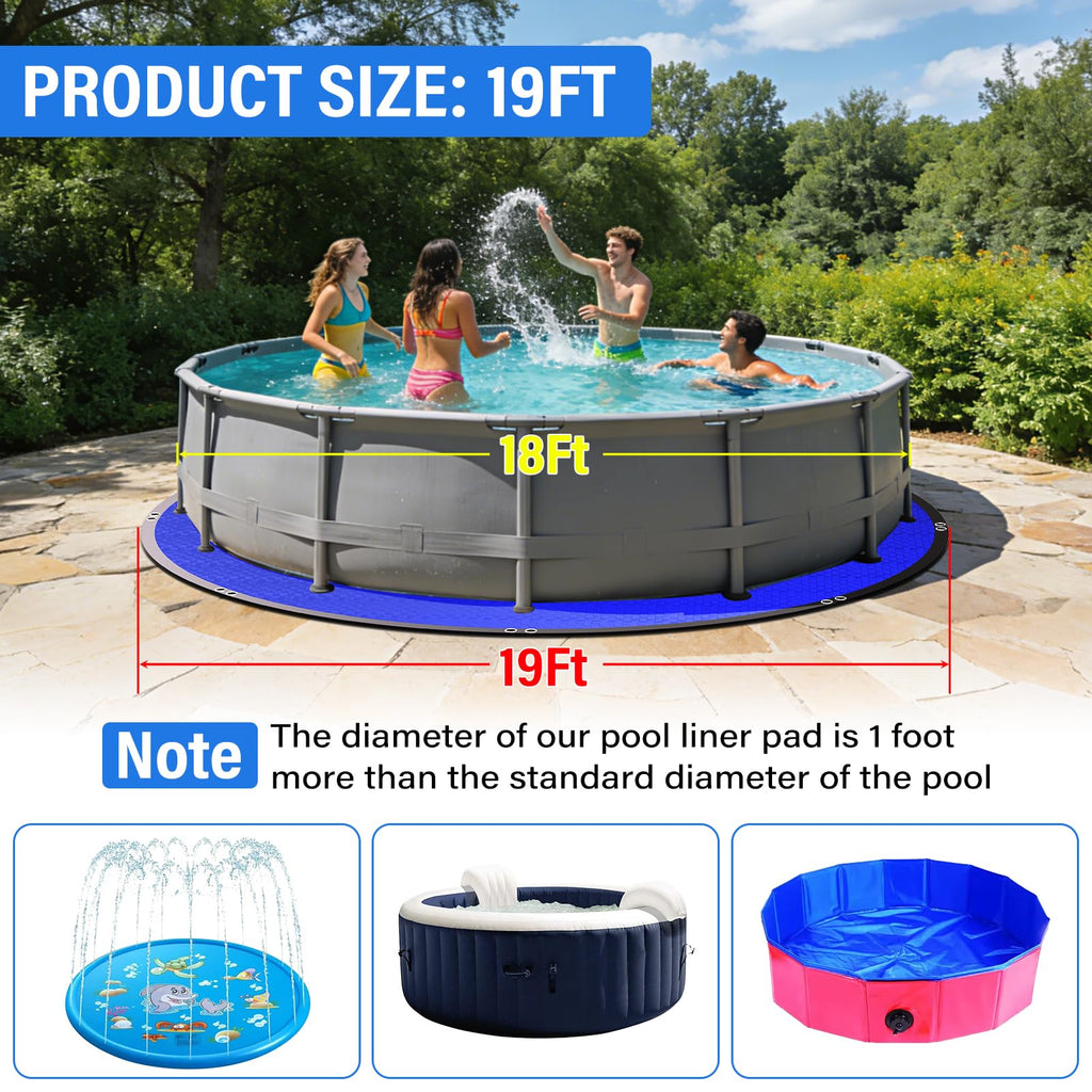 TIXANF 18FT Pool Ground Cloth, 12x12 Mesh Heavy Duty Pool Liner Pad with Anti-Aging PE, Stainless Steel Grommets, Puncture Resistant Under Mat for Above Ground Pools, Tarp for Under Pool