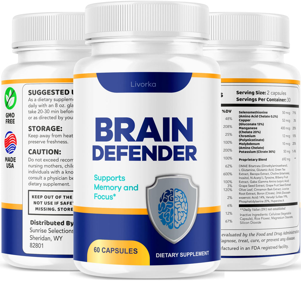 (2 Pack) Brain Defender - Official Brain Defender Supplement Advanced Pills, Natural Brain and Memory Support, Brain Defender Health & Wellness Multivitamin, 120 Capsules for 2 Months