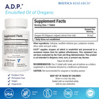 Biotics Research A.D.P. Emulsified Oil of Oregano Tablets for GI Health -Sustained Release for High Absorption Contains Carvacrol, Wild Oregano Oil 50mg/S - Patented Formula -Non GMO –120 Tablets