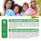 Magnesium Complex Gummies- Calm Chewable Gummies for Kids & Adults- Magnesium Glycinate Supplement-w/Omega-3, Vitamin B6, D3- Support Calm Stress Relief, Bones, Mood, Strawberry Flavor