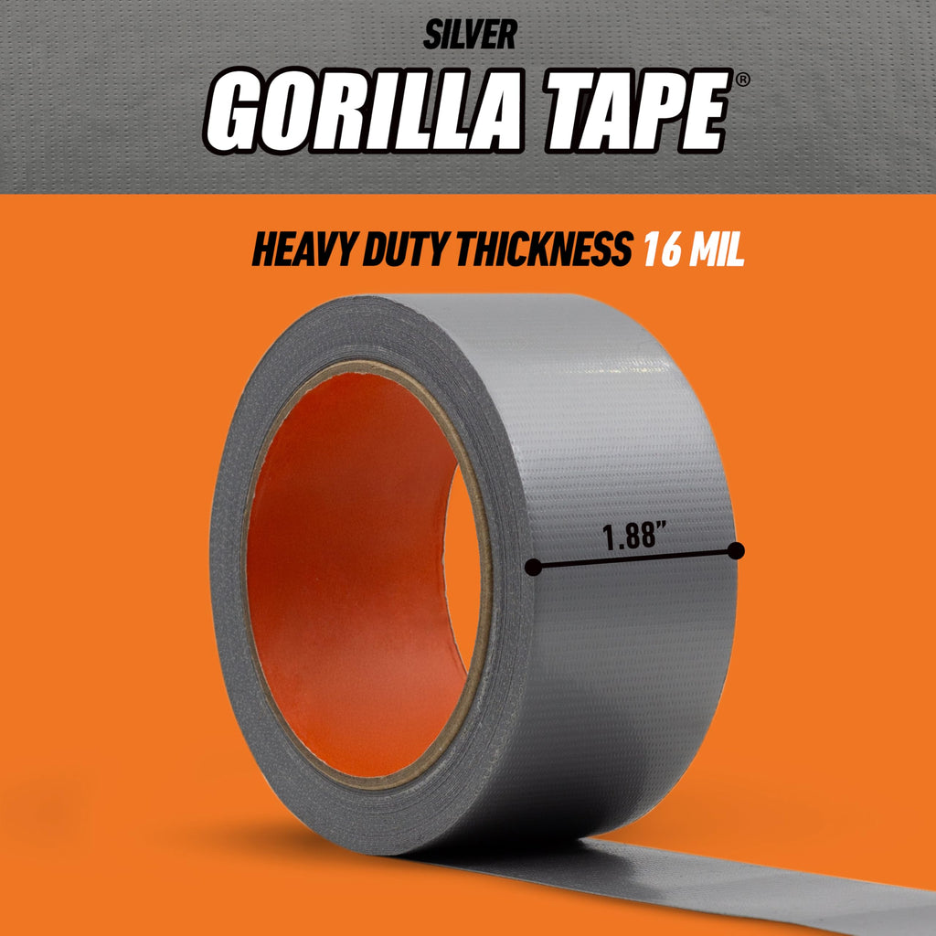 Gorilla Heavy Duty Duct Tape, Silver, 1.88 in x 10 yd, 1-Pack