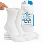 Doctor's Choice Diabetic Socks for Men, Seamless Crew Socks with Non-Binding Top, Provides Extra Comfort for Gout, 4-Pairs, White, X-Large, Size 12-15