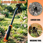 5 Pack Weed Puller Tool, Stainless Steel Manual Hand Weeding Tool Set for Weed Removal, V-Shaped Digger, Crack Weeder Tool, 4 Teeth Gardening Tools for Garden, Patio, Sidewalk, Driveway, Pavers, Lawn