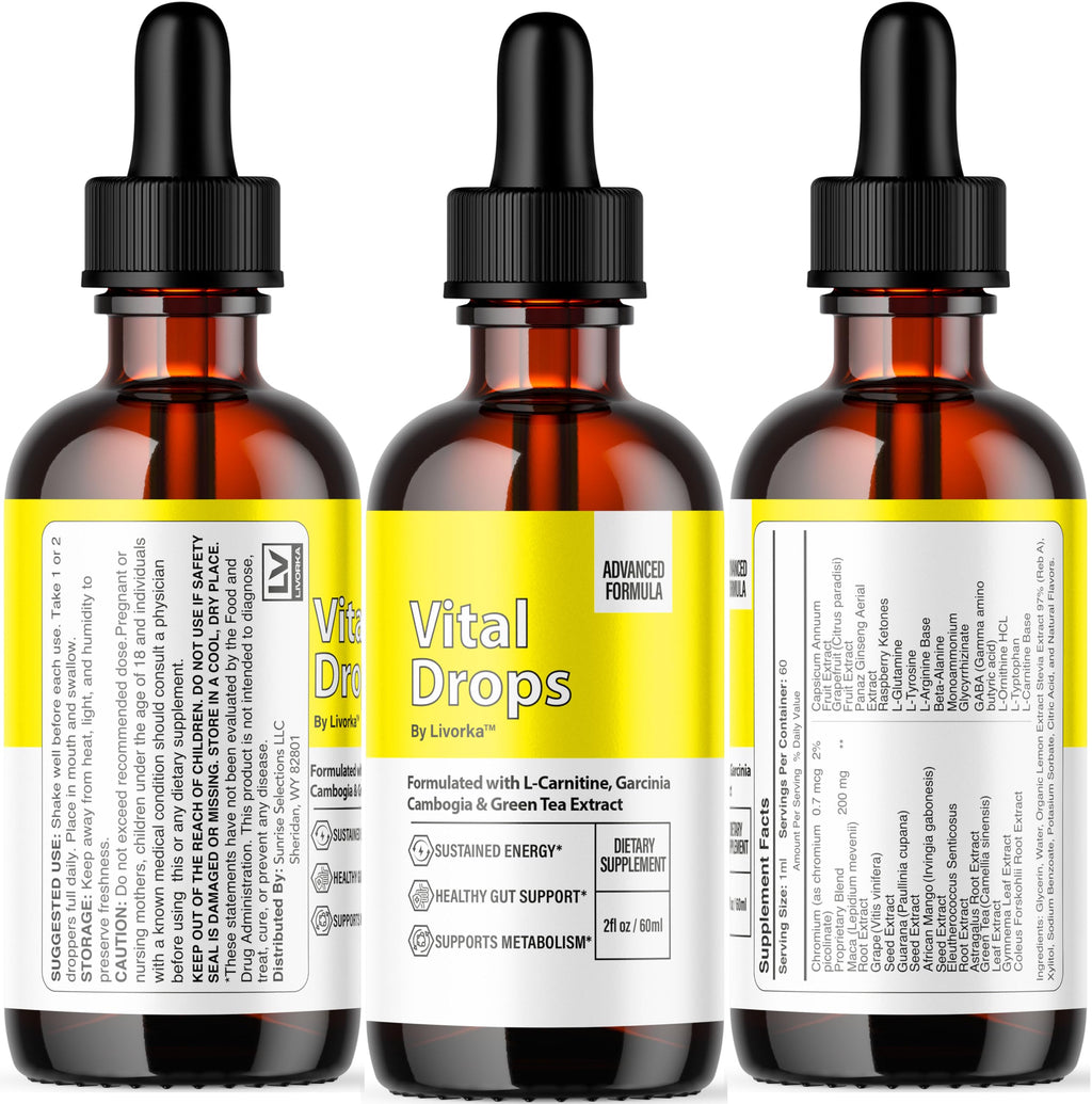 Vital Drops - Official VitalDrops Liquid Drop Premium Advanced Formula All Natural Support, Vital Drops Supplement for Overall Health & Daily Wellness Droppers Review, 1 Bottle for 1 Month