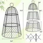 6 Pack Garden Cloche Plant Protectors from Animals, Adjustable 3-Tier Chicken Wire Plant Cages for Outdoor Plants, Stackable Metal Garden Cloches Keep Rabbits, Squirrels & Birds Away, 17.3" x 11.4"