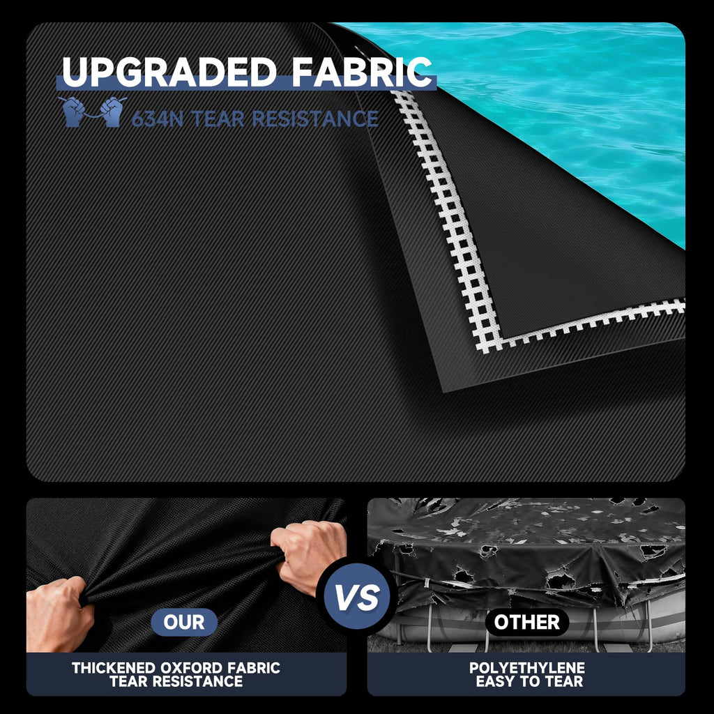 LXKCKJ 8x14 FT Rectangular Pool Cover for Above Ground Pool, Solar Oval Pool Cover Protector, Winter Pool Cover with Accessories Set Ideal for Cold and UV Resistant, Dustproof (Black)