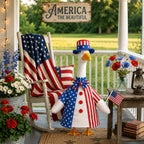 ENBOFID 4th of July Porch Goose Outfits, Patriotic Goose Outfits Costume for 23inch Plastic Cement Statue, Independence Day Goose Outfits Clothes for Outdoor Garden Patio Decor