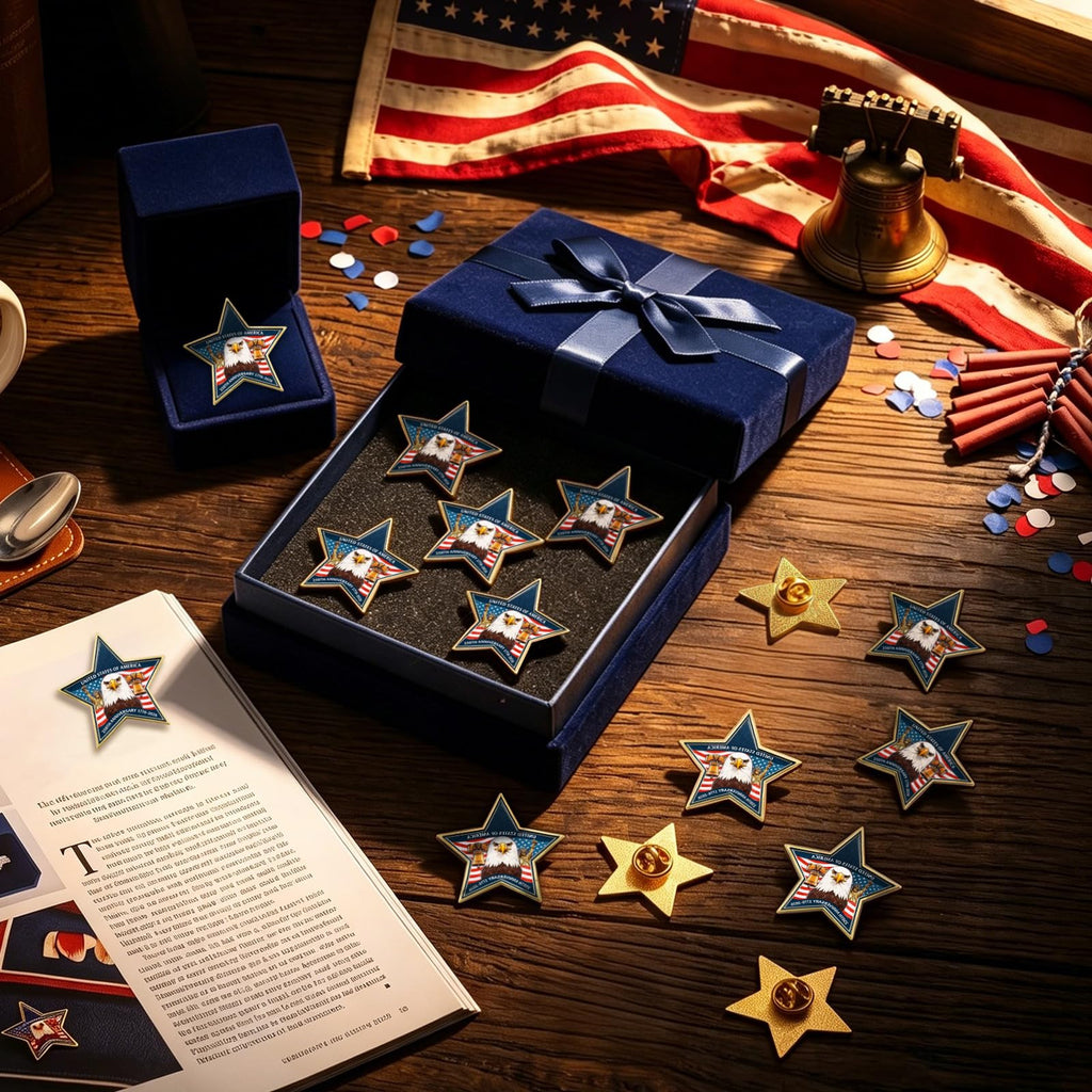Yinkin 48 Pcs 4th of July Label Pins 250th Anniversary Enamel Pins Bulk American Patriotic Brooch Memorial Day Gift Independence Day Backpacks Clothes Bags Accessories(American Anniversary)