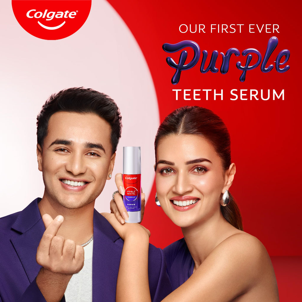Colgate Visible White Purple Teeth Whitening Serum, 1.5oz/40ml – Mint & Yuzu Flavour, Instant Brightening Purple Serum for Whiter Smiles