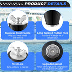 Dunkive 4 Pcs 1'' to 1 1/2'' 7-10 Universal Pool Winterizing Plug, Rubber Stopper & Stainless Steel Head, Swimming Pool Winter Expansion Plugs for Preventing Leaks & Cracking Plumbing