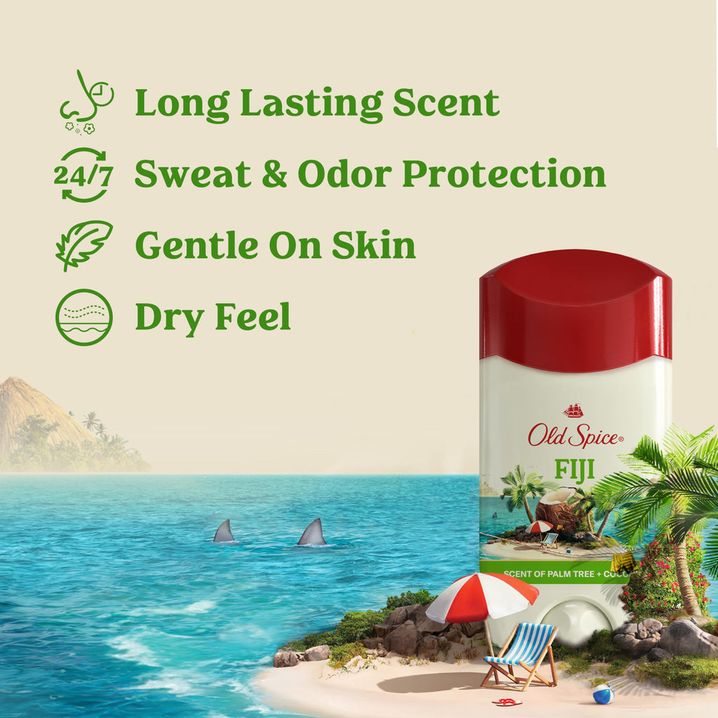 Old Spice Antiperspirant Deodorant for Men, Fiji Scent, 3.4 oz Pack of 3