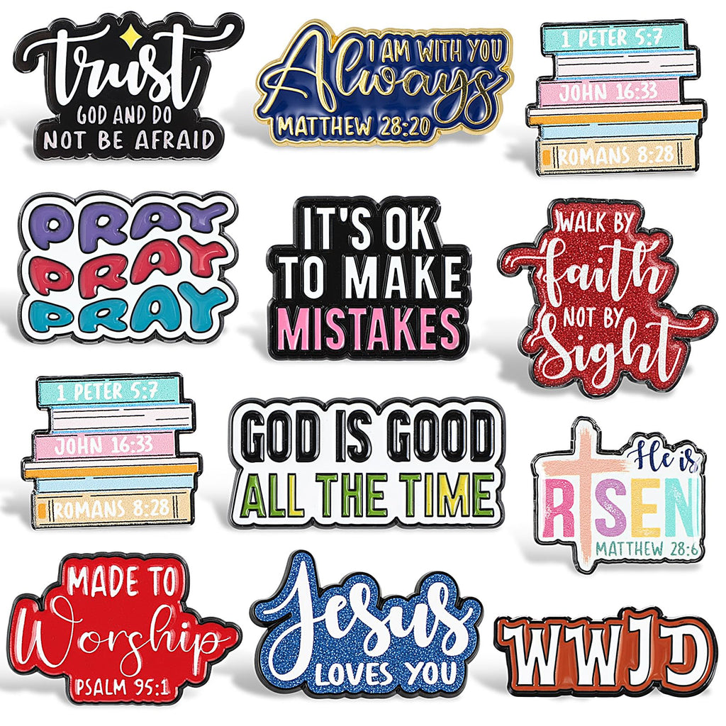 Huquary 36 Pcs 36 Pcs Bible Lapel Pin Set Christian Faith Enamel Pins Jesus Verse Lapel Religious Gifts Christ Bible Verses Gifts