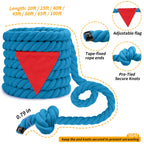 HOKINETY Tug of War Rope for Kids & Adults - 65ft Soft Cotton Outdoor Pulling Rope with Flag for Team Building Activities Field Day Family Reunions Birthday Parties Camping Games - Blue
