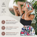 Reusable Shower Cap for Women Reusable Waterproof – Leakproof, Nonslip Hair Cap for Shower Flexiband – Soft, Breathable, Durable Christmas Shower Caps by SMPL OBJECTS (Tropical)