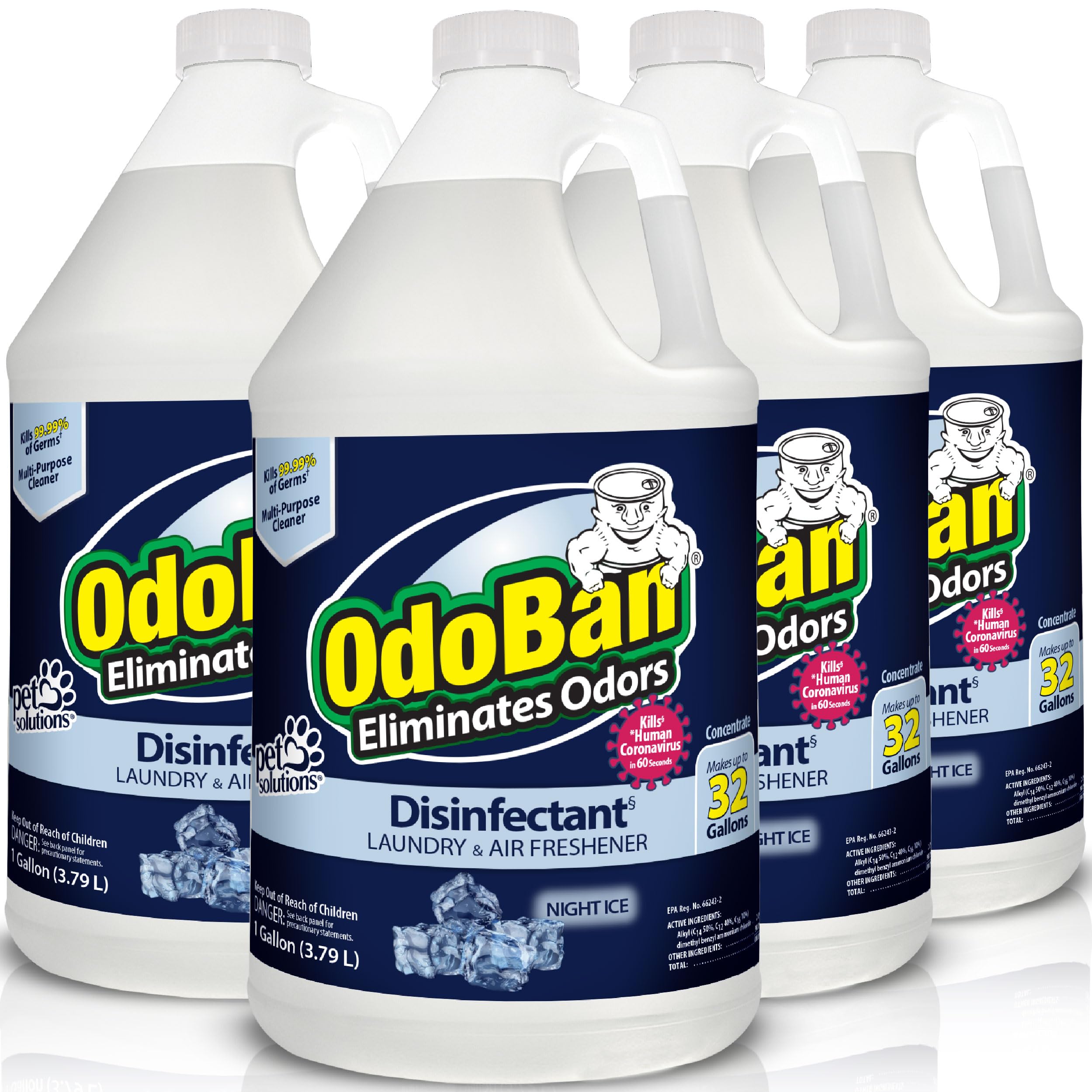OdoBan Disinfectant Concentrate and Odor Eliminator, Made in the USA, Night Ice Scent, 4 Gallons