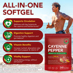 2 PCS Cayenne Pepper Softgels Supplement | 12-in-1 3000mg per Serving with Vitamins D3, K2 & E | Supports Healthy Circulation & Daily Energy | Features Hawthorn, Beetroot & Turmeric | 240 Capsules