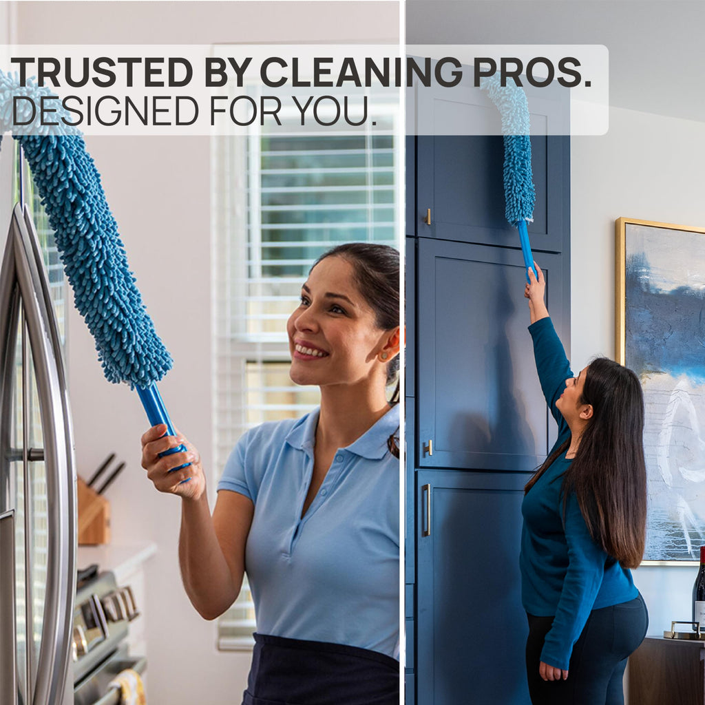 Ultimate Microfiber Cleaning Kit - Dry & Wet Mop for Hardwood, Tile, Vinyl Floors | 12Pack Microfiber Cloths | High Duster | Glass Cleaning Cloths | Reusable Mop Pads | Long Telescopic Handle
