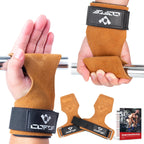 COFOF Weight Lifting Wrist Strap,Double Layer Leather Weightlifting Wrist Strap for Deadlift and Powerlifting, Adjustable Neoprene Padded Gym Workout Lifting Wrist Hooks for Men/Women(Pair)