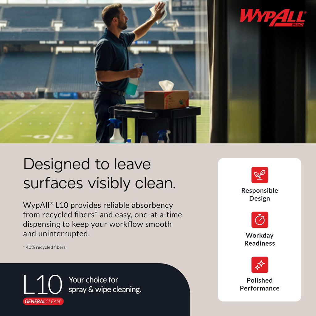 WypAll GeneralClean L10 Light Cleaning Towels, 18 x 125 Sheets (05320)