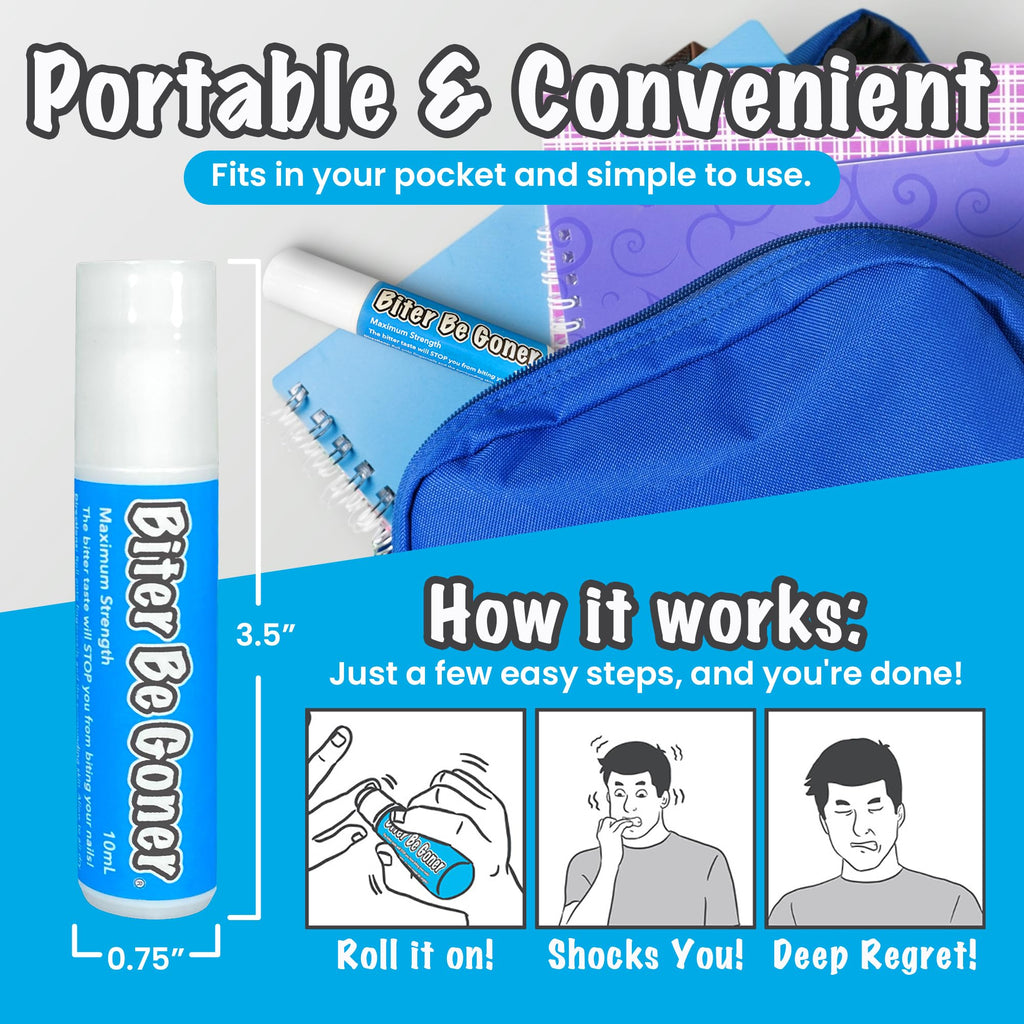 Biter Be Goner Nail Deterrent, Treatment for Kids and Adults, Non-Glossy Invisible Coating, Stop Nail Biting and Thumb Sucking Today, 0.3 Fl Oz