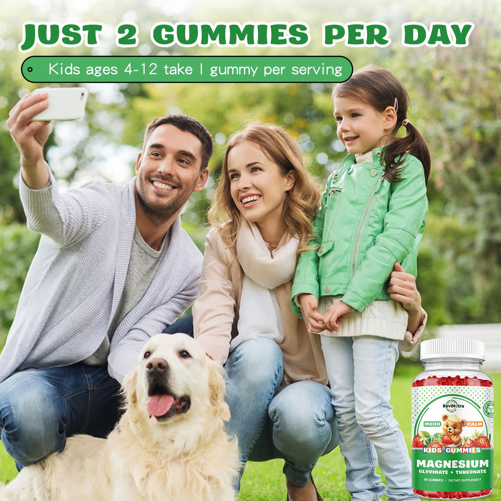Magnesium Complex Gummies- Calm Chewable Gummies for Kids & Adults- Magnesium Glycinate Supplement-w/Omega-3, Vitamin B6, D3- Support Calm Stress Relief, Bones, Mood, Strawberry Flavor