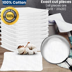 Nabob Wipers New Lint Free Cloth (150 Pack) - 100% Cotton Cleaning Rags Exact Cut - Premium White Rags for Cleaning House - White Rags for Dusting, Staining, Polishing, Painting 18"x18"