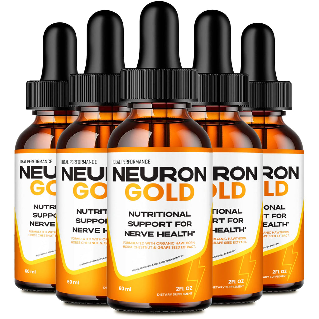 Neuron Gold Drops, Premium Neuron Gold for Neuropathy & Nerve Health Support Supplement Droppers - Maximum Strength, All Natural Ingredients, NeuronGold for Overall Health & Wellness Reviews (5 Pack)