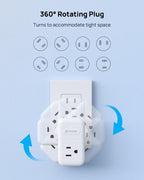 TROND 2 Prong to 3 Prong Outlet Adapter with 360 Rotating Plug, 3 AC Power Splitter with 2 USB C PD20W, Travel Plug Adapter for US to Japan, Wall Outlet Extender for Old House Travel Essentials