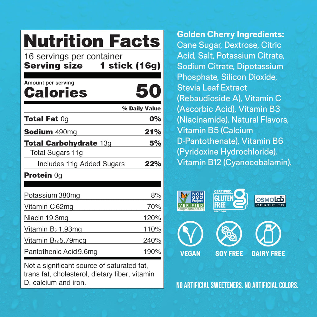 Liquid I.V.® Hydration Multiplier - Golden Cherry | Electrolyte Powder Drink Mix | 1 Pack (16 Servings)