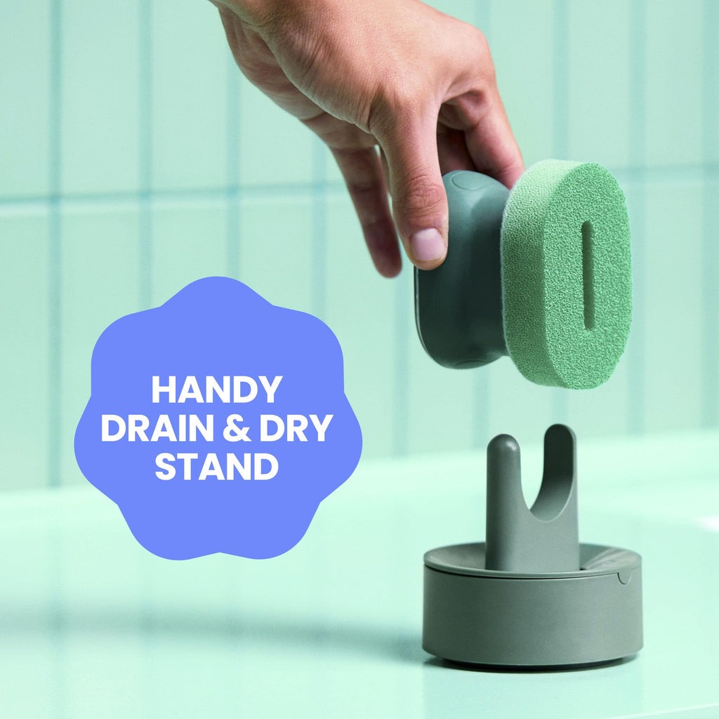 Brite by Scotch-Brite Cleaning Kit, Includes Fillable Dishwand with Drain + Dry Stand,Palm Scrubber with Drain + Dry Stand & Refill Sponges