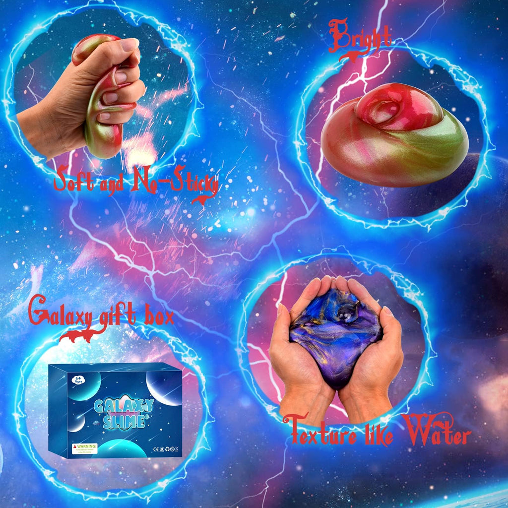 Galaxy Slime Kit with 60 Pack,Slime Party Favors for Kids, Non Sticky,Wet,Soft Sludge Toy Mini Slime Bulk for Boys Girl, Stress Relief,Goodie Bags, Christmas Stuffers