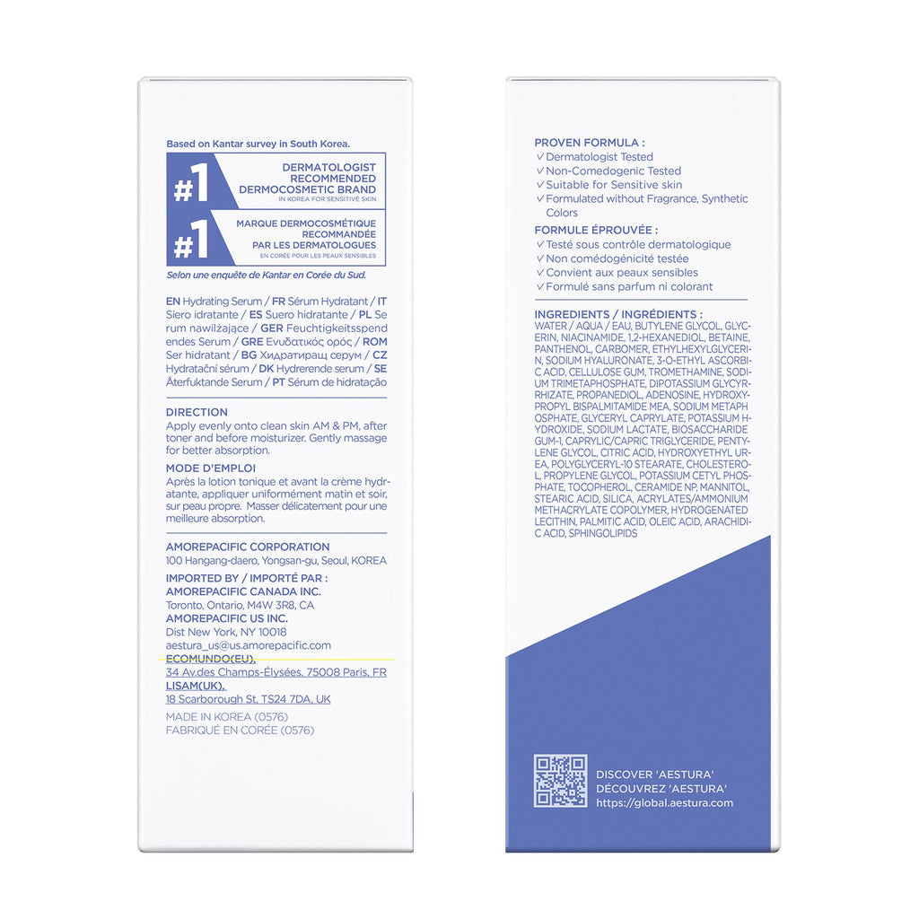 AESTURA ATOBARRIER365 Hydro CERA-HA Face Serum with Ceramide, Hyaluronic Acid, and Niacinamide for Skin Moisture Barrier Repair | Deep Hydration, Suitable for Dry & Sensitive Skin, 30ML / 1.01 fl.oz.