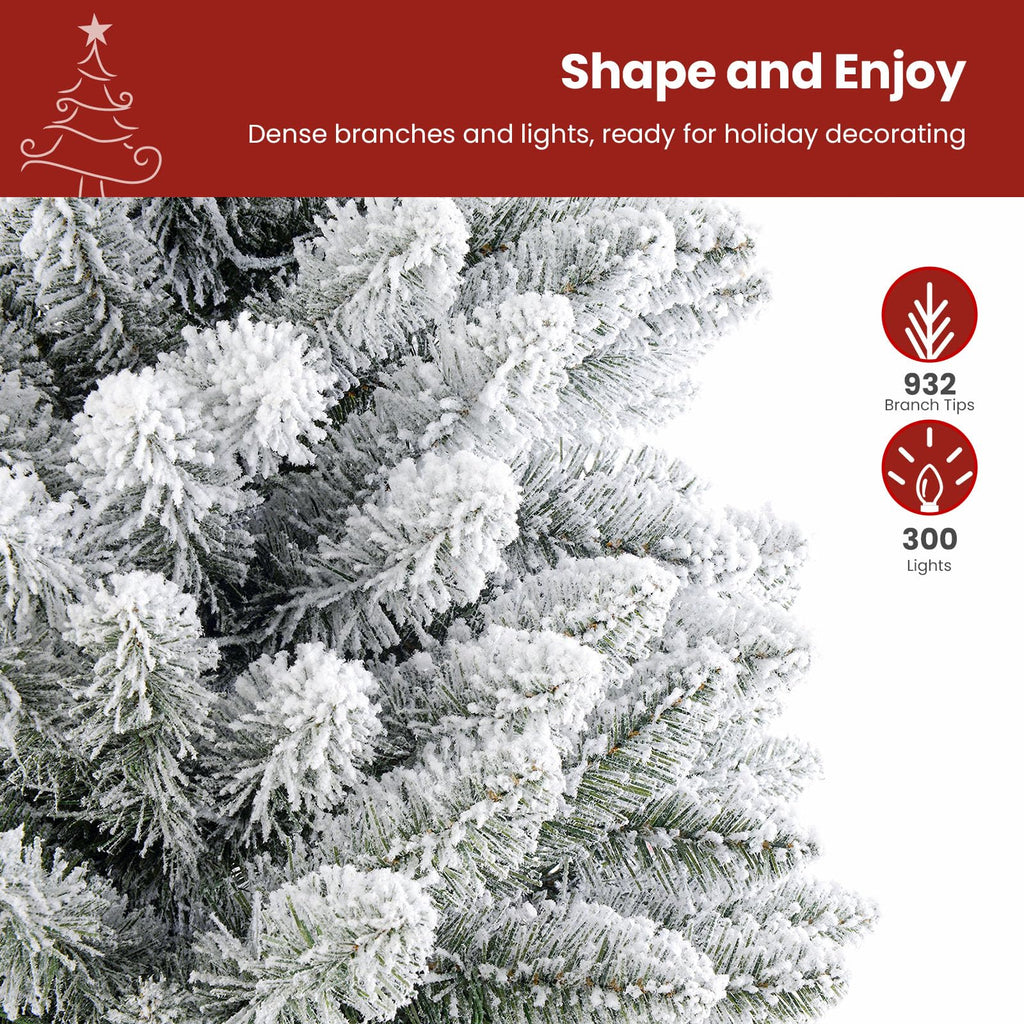 SHareconn 7ft Snow Flocked Spruce Pre-lit Artificial Christmas Tree, White