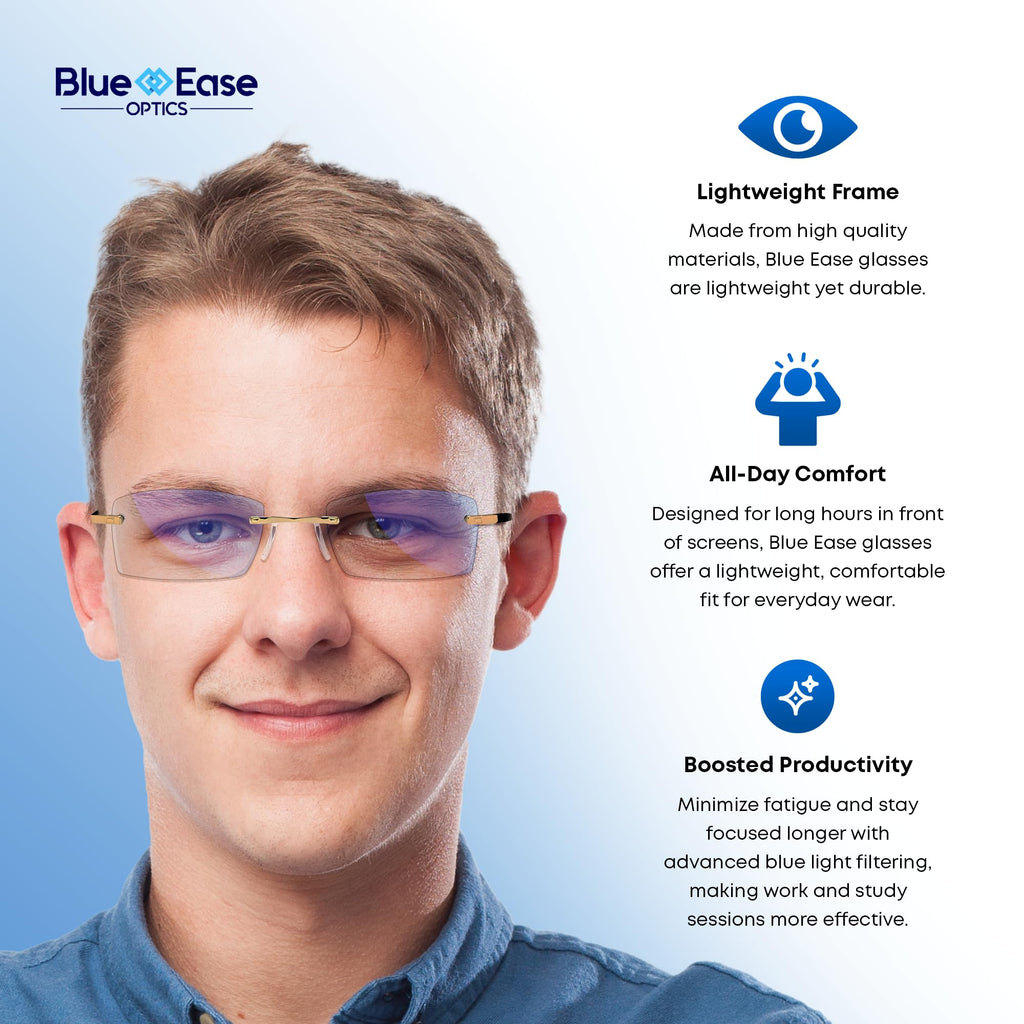 FREEZE2TRIM Blue Ease Optics Glasses for Women and Men No Blue Light Glasses For Men and Women Ease Eye Strain from Screen Computer Gaming BlueEase-Optics Eyeglasses with Clear Frame & Travel Case