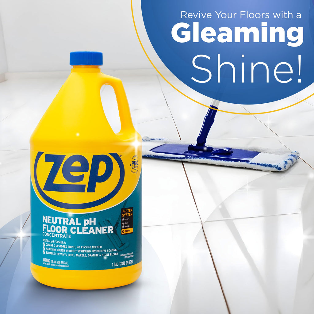 Zep Neutral PH Industrial Floor Cleaner - 1 Gallon - ZUNEUT128 - Concentrated Pro Trusted All-Purpose Floor Cleaner (Pack of 2)