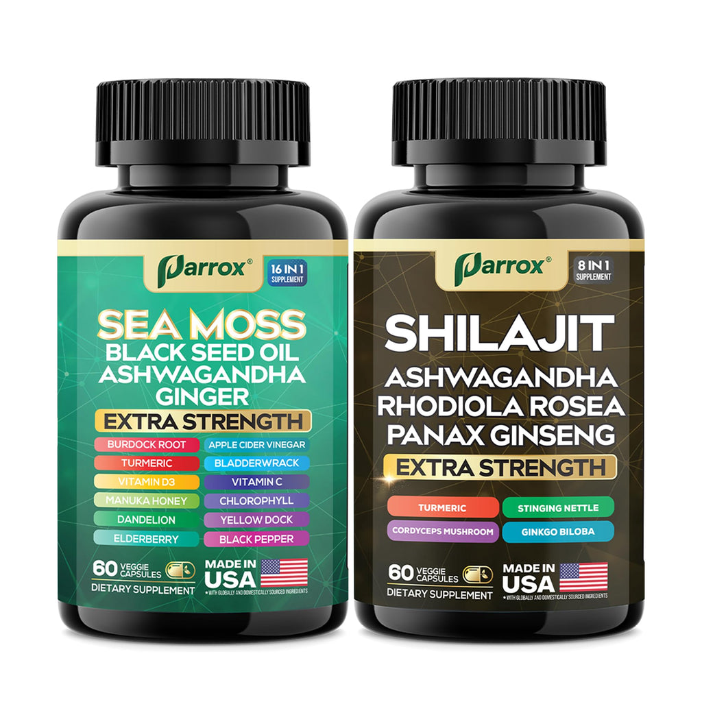 Shilajit & Sea Moss Bundle, Black Seed Oil & Ashwagandha, Vitality, 2 Pack